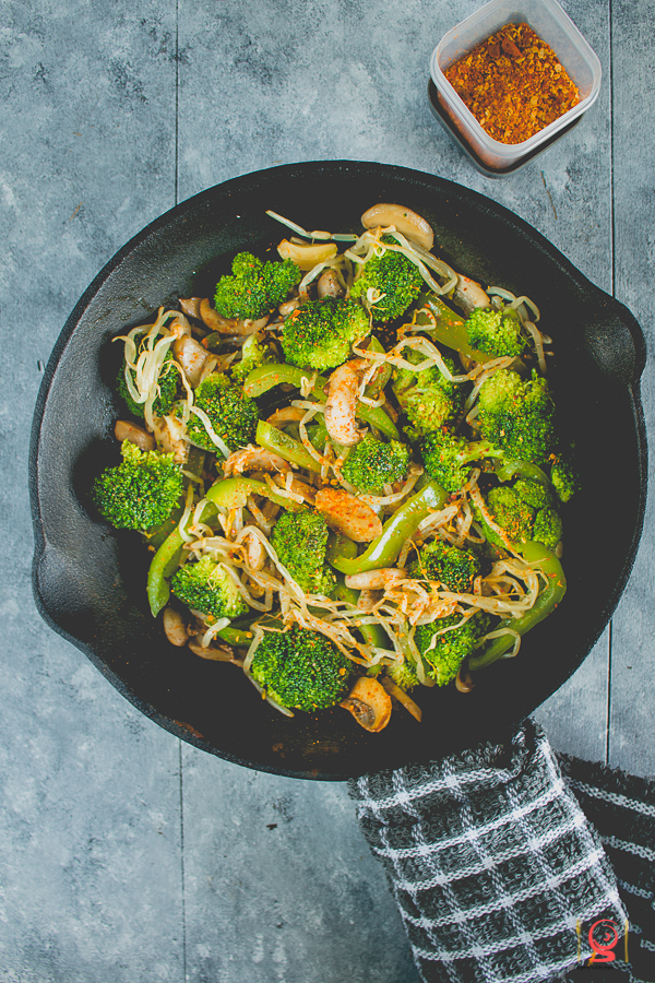 Broccoli Mushroom Sprouts Stir-fry